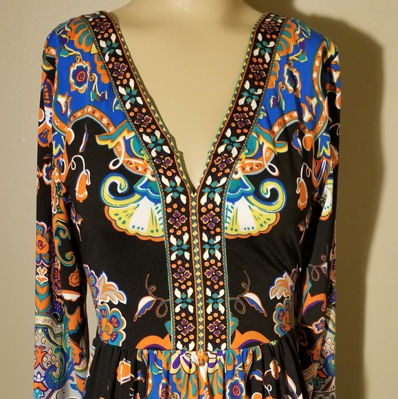 Vibrant Vintage ECI NY Floral Midi Dress Size Sm - Picture 2 of 4